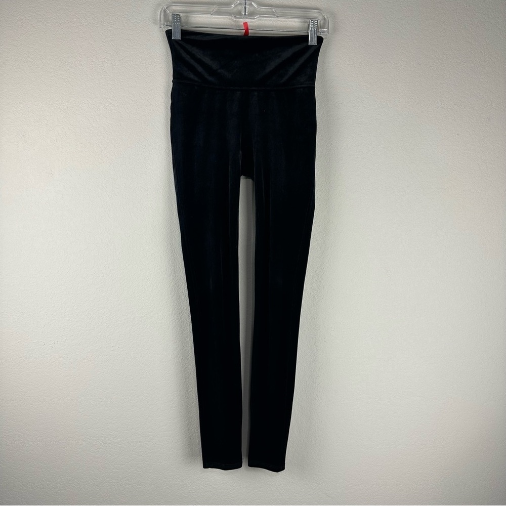 Spanx Black Ready to Wow Velvet Athleisure Minimalist Casual Leggings Size Small